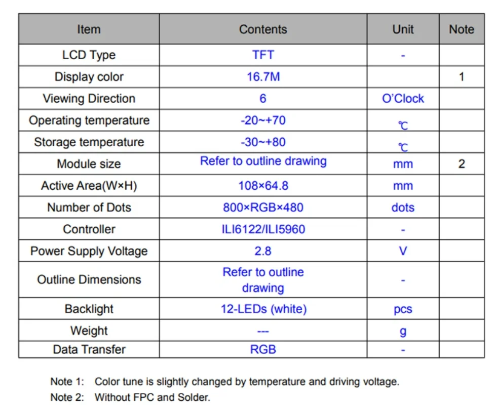 5.0 / 7.0 inch TFT LCD HD Color Screen Resistive Touch Screen Display Module 7.0' 5.0' 16Bit RGB 65K 800*480 800x480 SSD1963