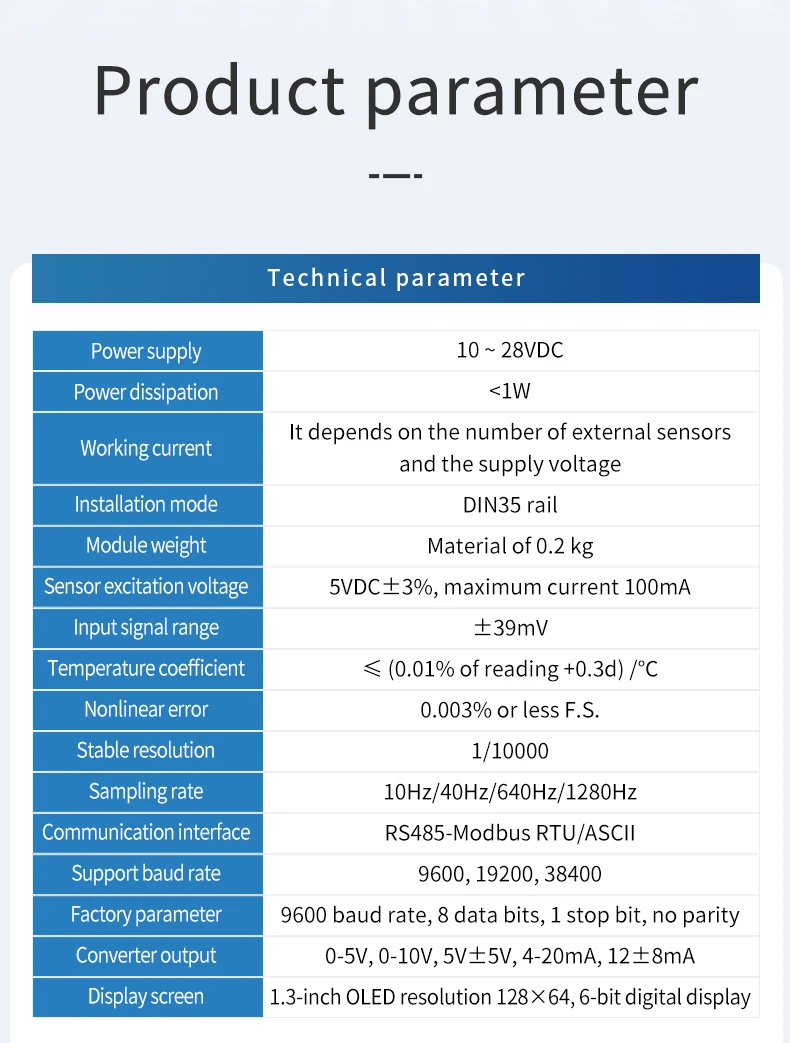 Load Cell Transmitter, Load Cell Amplifier Weighing Sensor Transmitter Output 0-5V 0-10V 4-20mA, Analog Output