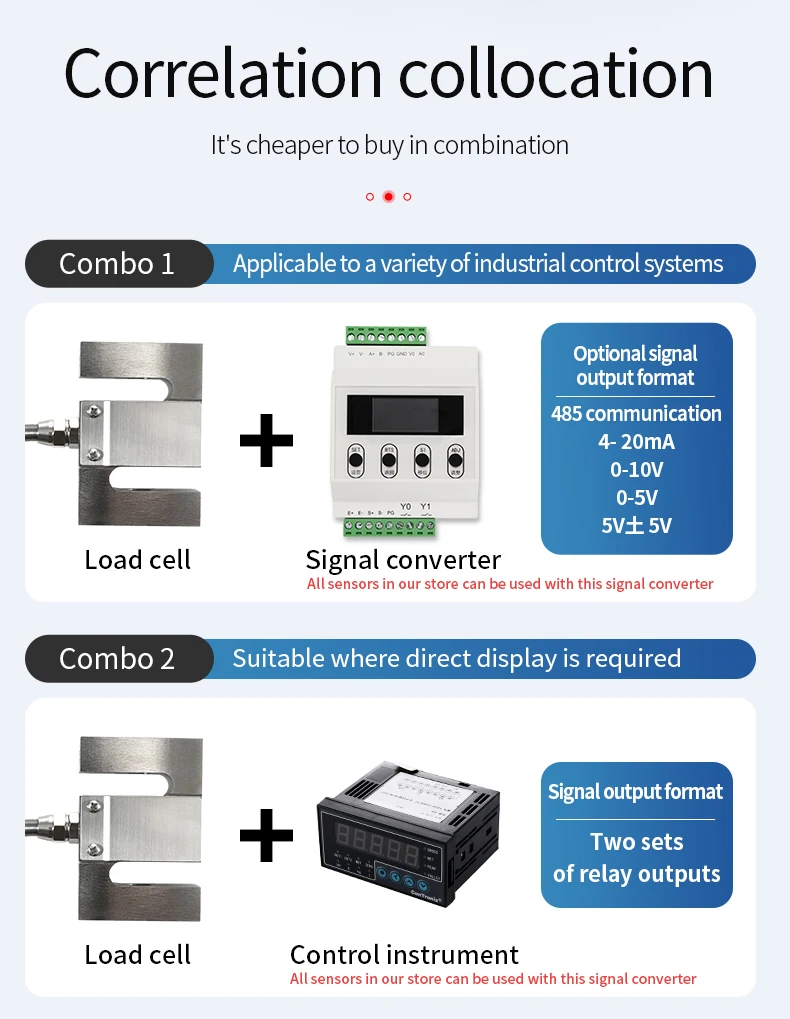 S Type Load Cell Sensor 5KG 10KG 20KG 30KG 50KG 100KG HX711 AD Module Weight Sensor Electronic Scale 200KG 300KG 500KG 1T 2T 3T