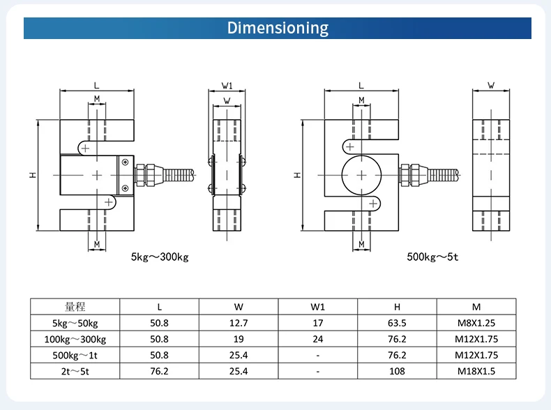 S Type Load Cell Sensor 5KG 10KG 20KG 30KG 50KG 100KG HX711 AD Module Weight Sensor Electronic Scale 200KG 300KG 500KG 1T 2T 3T
