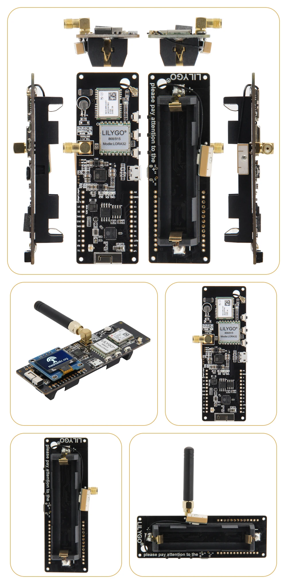 LILYGO® Meshtastic T-Beam ESP32 Module LoRa Development Board Support WiFi Bluetooth GPS Battery OLED LoRaWAN 433/868/915MHz