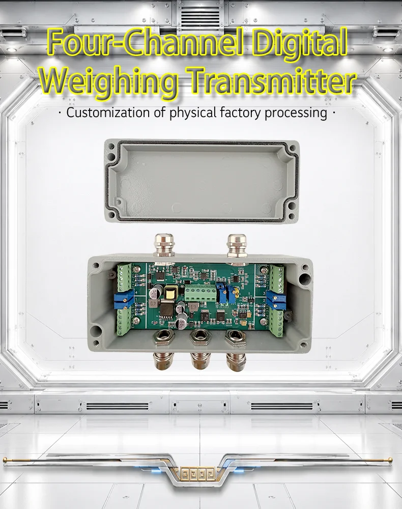 Industrial Load Cell Signal Amplifier 4 Channels 4-20mA 0-10V Converter High Precision Weighing Transmitter Aluminum Box
