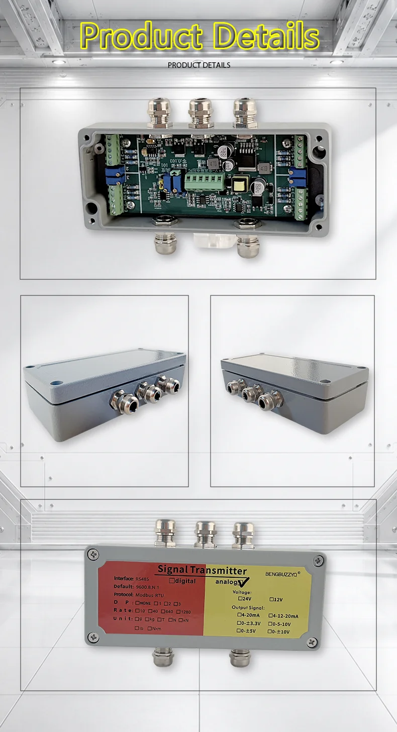 Industrial Load Cell Signal Amplifier 4 Channels 4-20mA 0-10V Converter High Precision Weighing Transmitter Aluminum Box