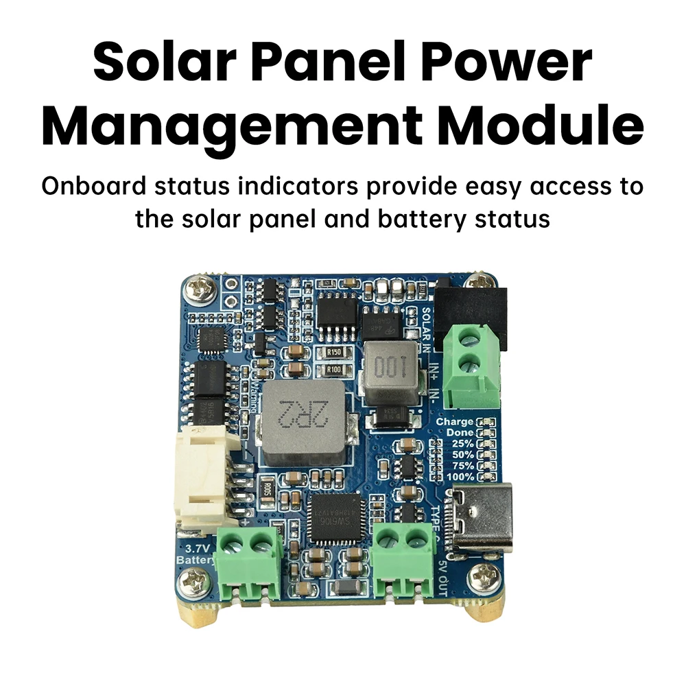 Waveshare Solar Power Management Module For 6V-24V Solar Panel Support MPPT USB Connection Battery Charger Power Supply
