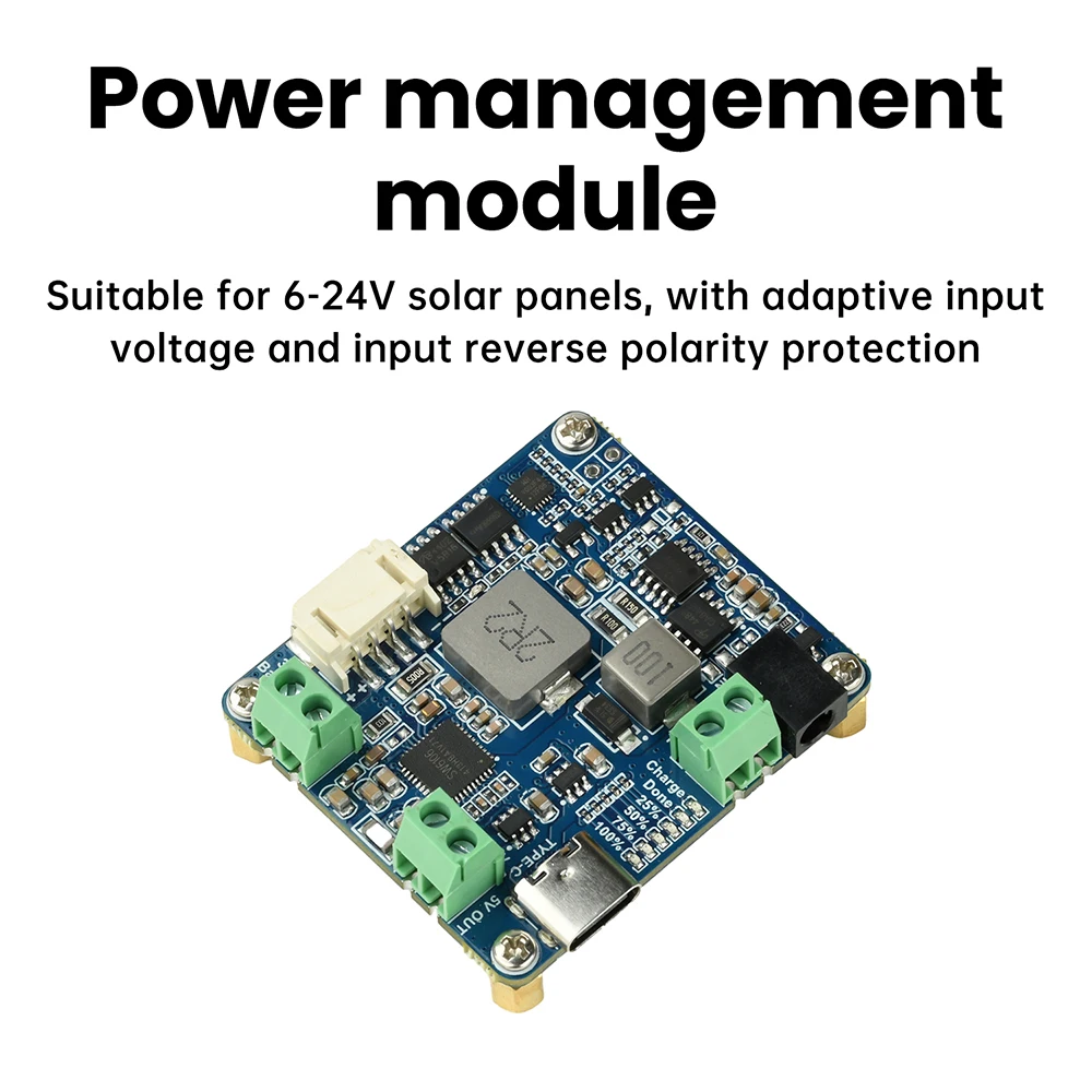 Waveshare Solar Power Management Module For 6V-24V Solar Panel Support MPPT USB Connection Battery Charger Power Supply