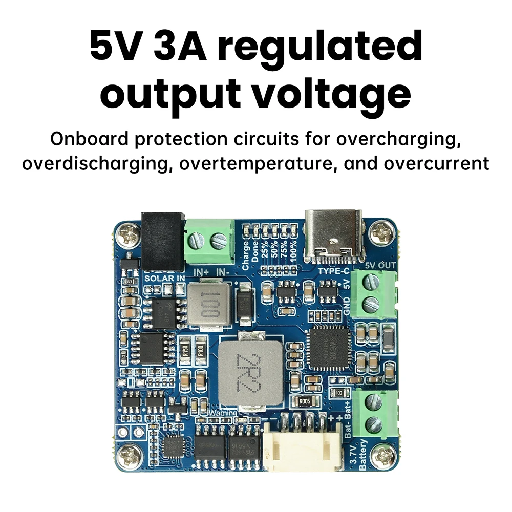 Waveshare Solar Power Management Module For 6V-24V Solar Panel Support MPPT USB Connection Battery Charger Power Supply