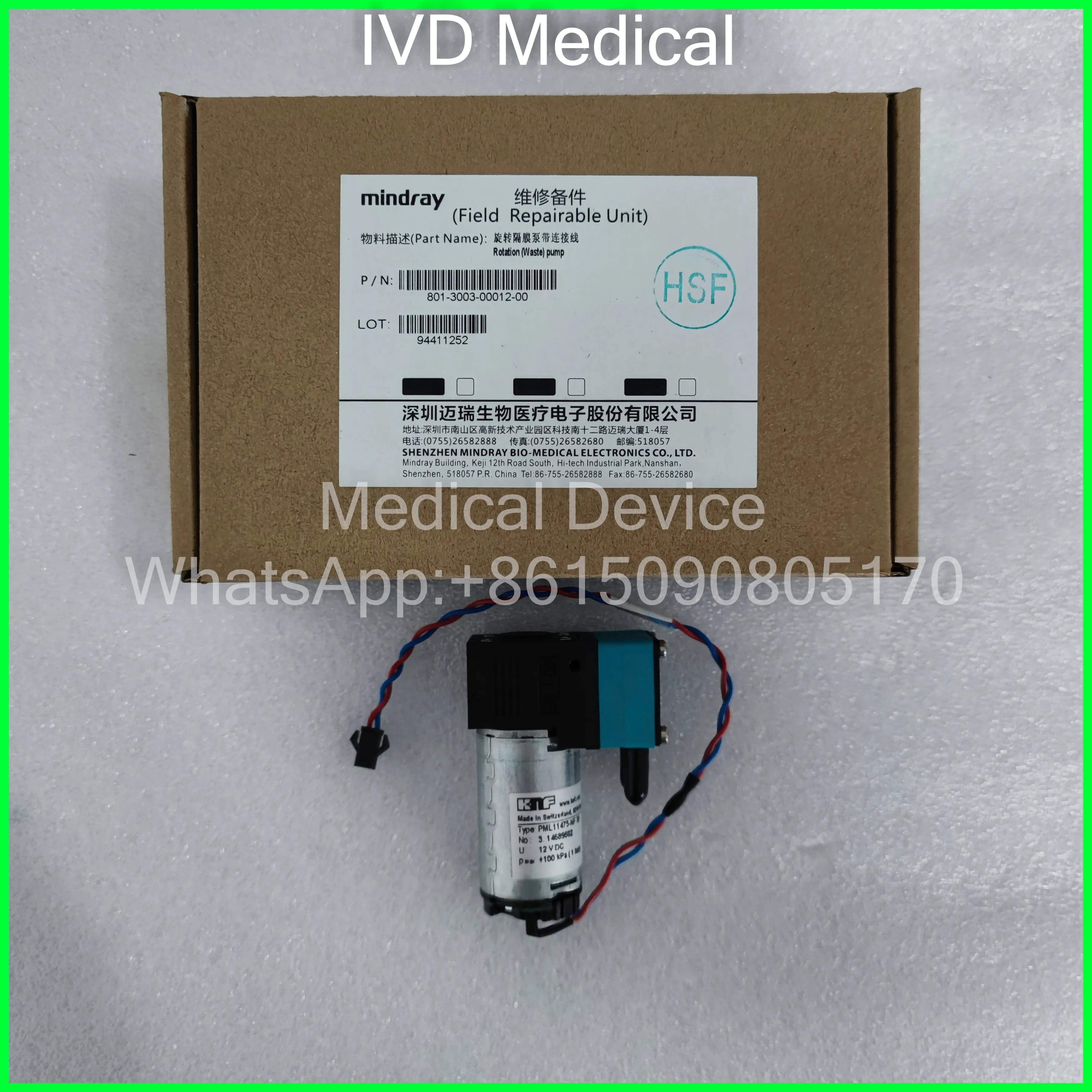 Mindray Bc20S Bc30S Bc5100 Bc5180 Bc5190 Bc5380 Bc5390 Blood Cell Analyzer Waste Liquid Pump Vacuum Pump Accessories