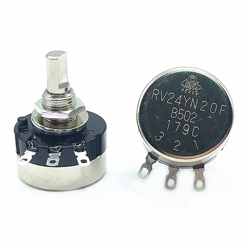 10PCS Potentiometer RV24YN20F B102 B202 B502 B103 B203 B503 B104 B105 Semi-Axle Carbon Film Single Coil 2W 1K 5K 10K 100K 500K