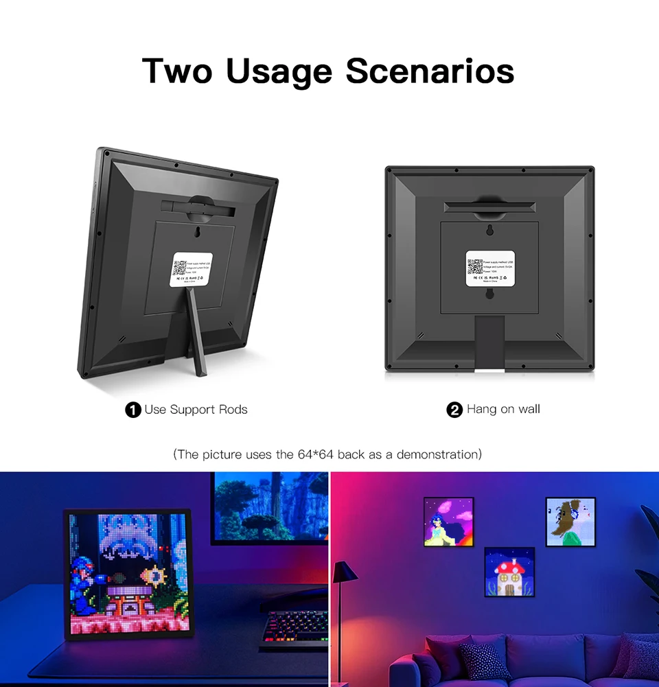 LED Pixel Display Bluetooth Smart Matrix Pixel Screen Panel Night Light Clock 16x16 32x32 64x64 Digital Lamp DIY Art Home Decor