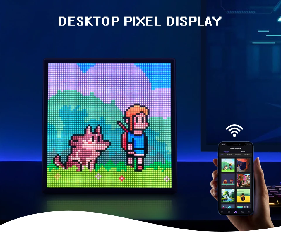 LED Pixel Display Bluetooth Smart Matrix Pixel Screen Panel Night Light Clock 16x16 32x32 64x64 Digital Lamp DIY Art Home Decor