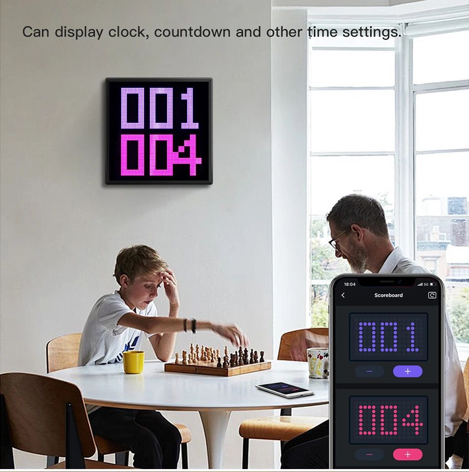 LED Pixel Display Bluetooth Smart Matrix Pixel Screen Panel Night Light Clock 16x16 32x32 64x64 Digital Lamp DIY Art Home Decor