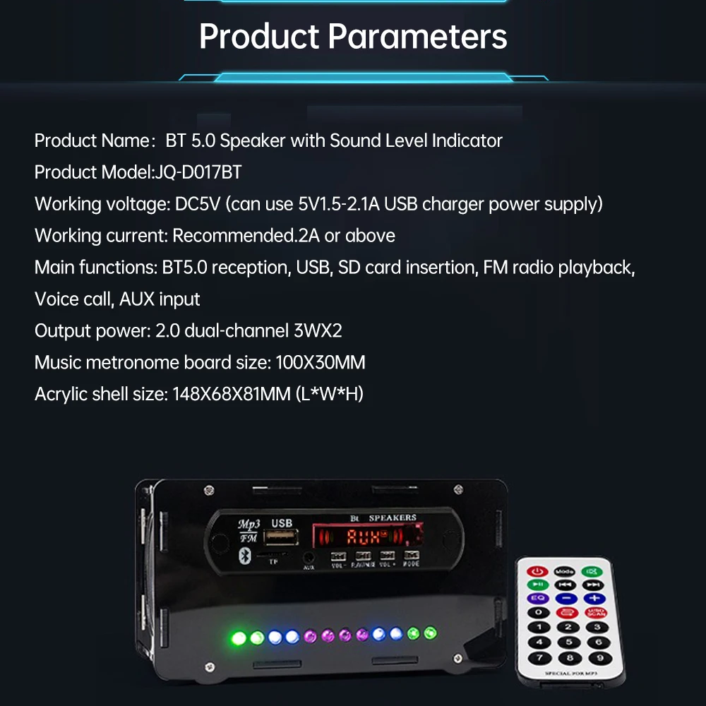 3Wx2 DIY Bluetooth Speaker Kit with FM Radio DIY Soldering Project Practice Solder Assembly DIY Electronic Kit Component Speaker