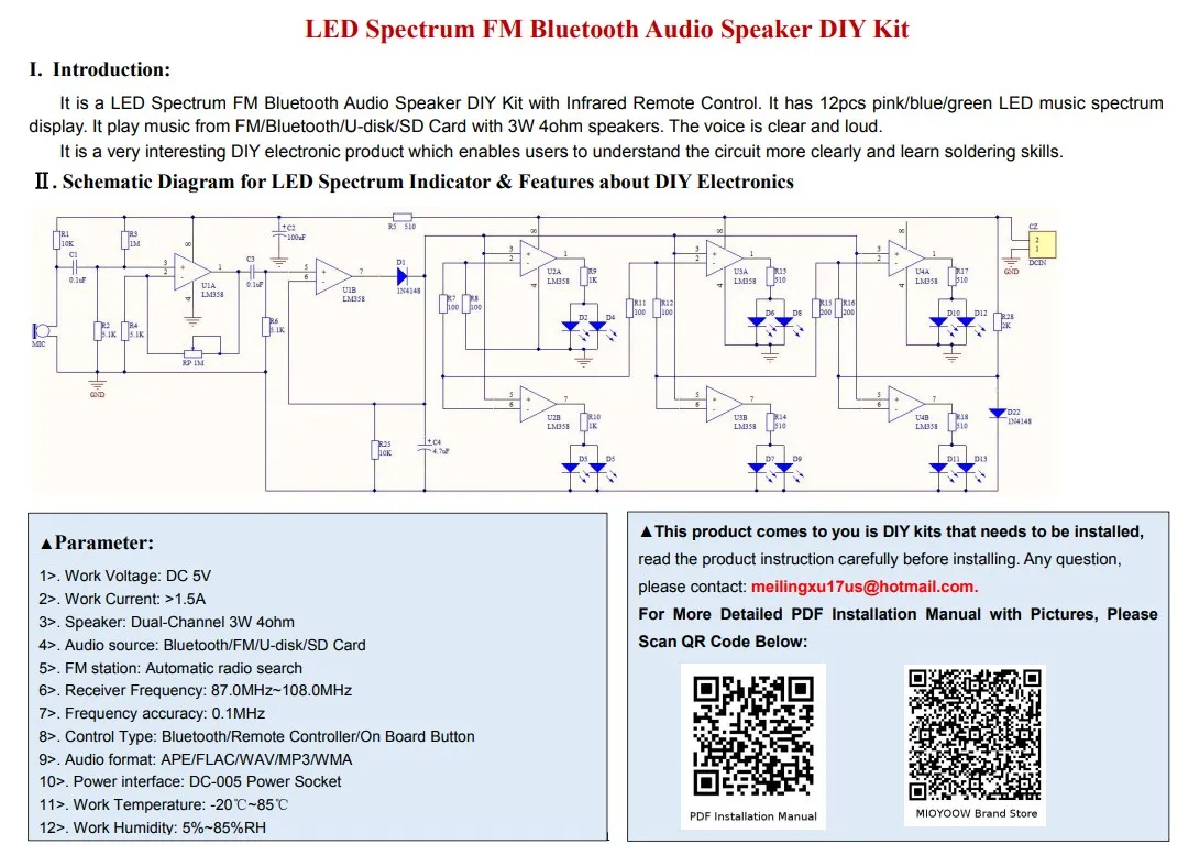 3Wx2 DIY Bluetooth Speaker Kit with FM Radio DIY Soldering Project Practice Solder Assembly DIY Electronic Kit Component Speaker