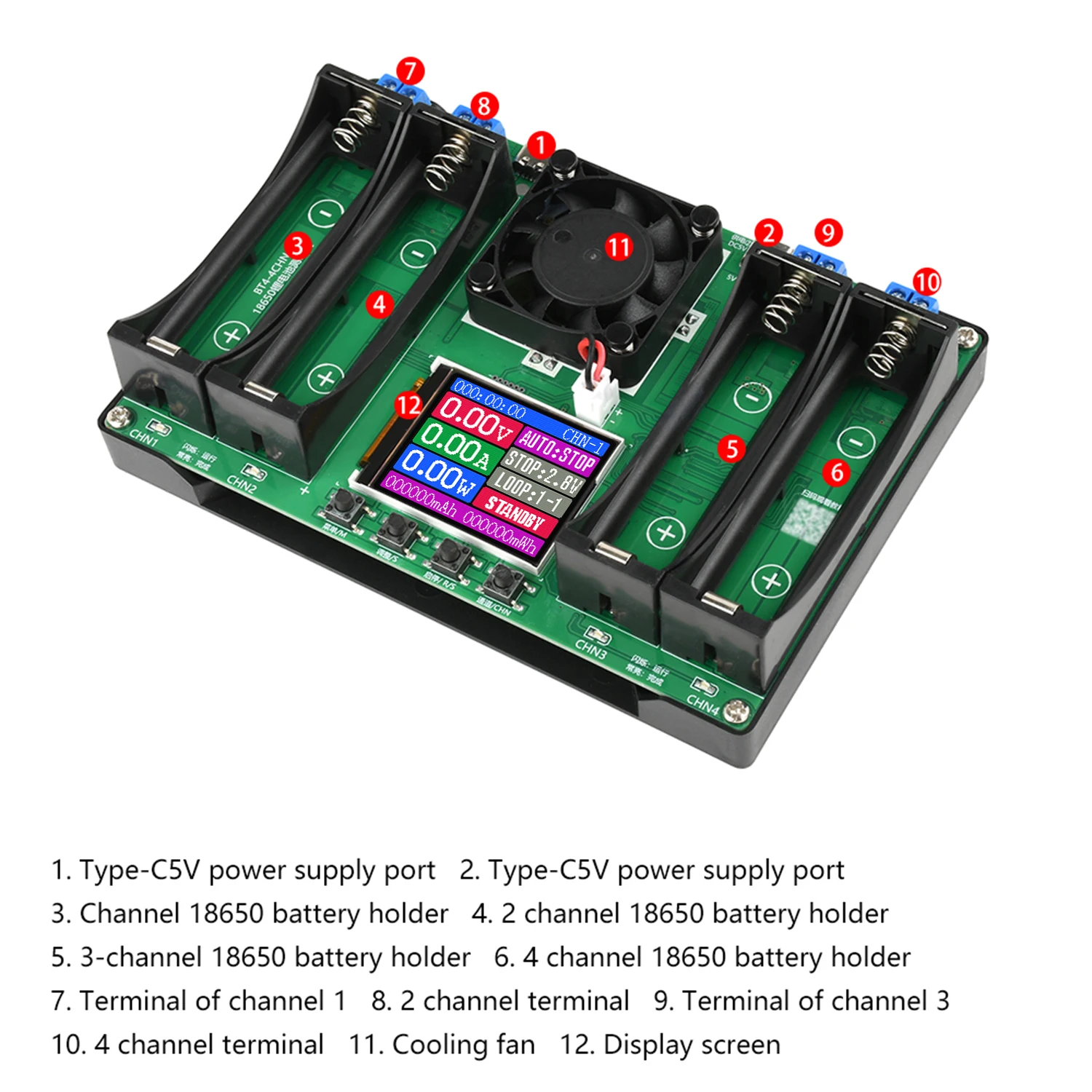 18650/21700 Battery Capacity Tester LCD Display MAh Lithium Digital Battery Detection Module For Battery Test Charge-Discharge