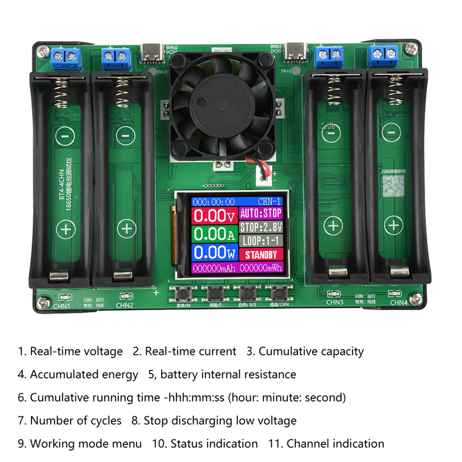 18650/21700 Battery Capacity Tester LCD Display MAh Lithium Digital Battery Detection Module For Battery Test Charge-Discharge