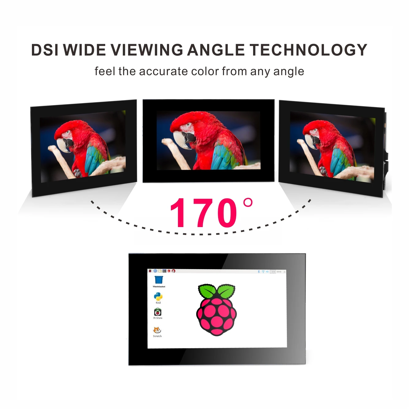 OSOYOO 3.5 RPi5 DSi Touchscreen LCD Display Capacitive Touch Screen Plug and Play Monitor for Raspberry Pi5 4 3 2 B B+