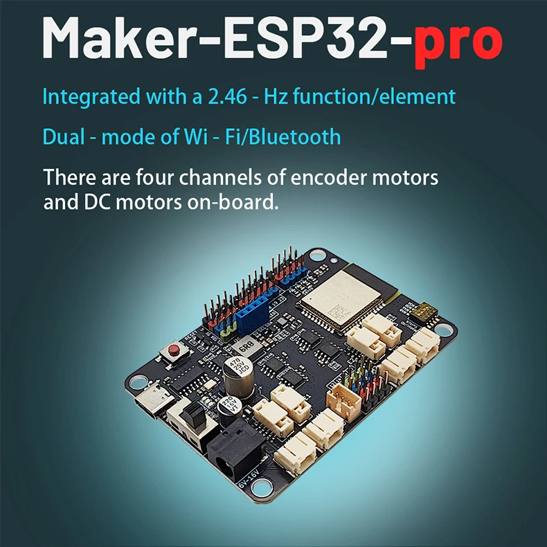 ESP32 Dev Board 3A Motor Driver (4 DC or 4 Encoder/4 Servo) 2.4GHz WiFi & Bluetooth ESP32-WROOM-32E 6-16V DC Input  USB-C 4*I2C