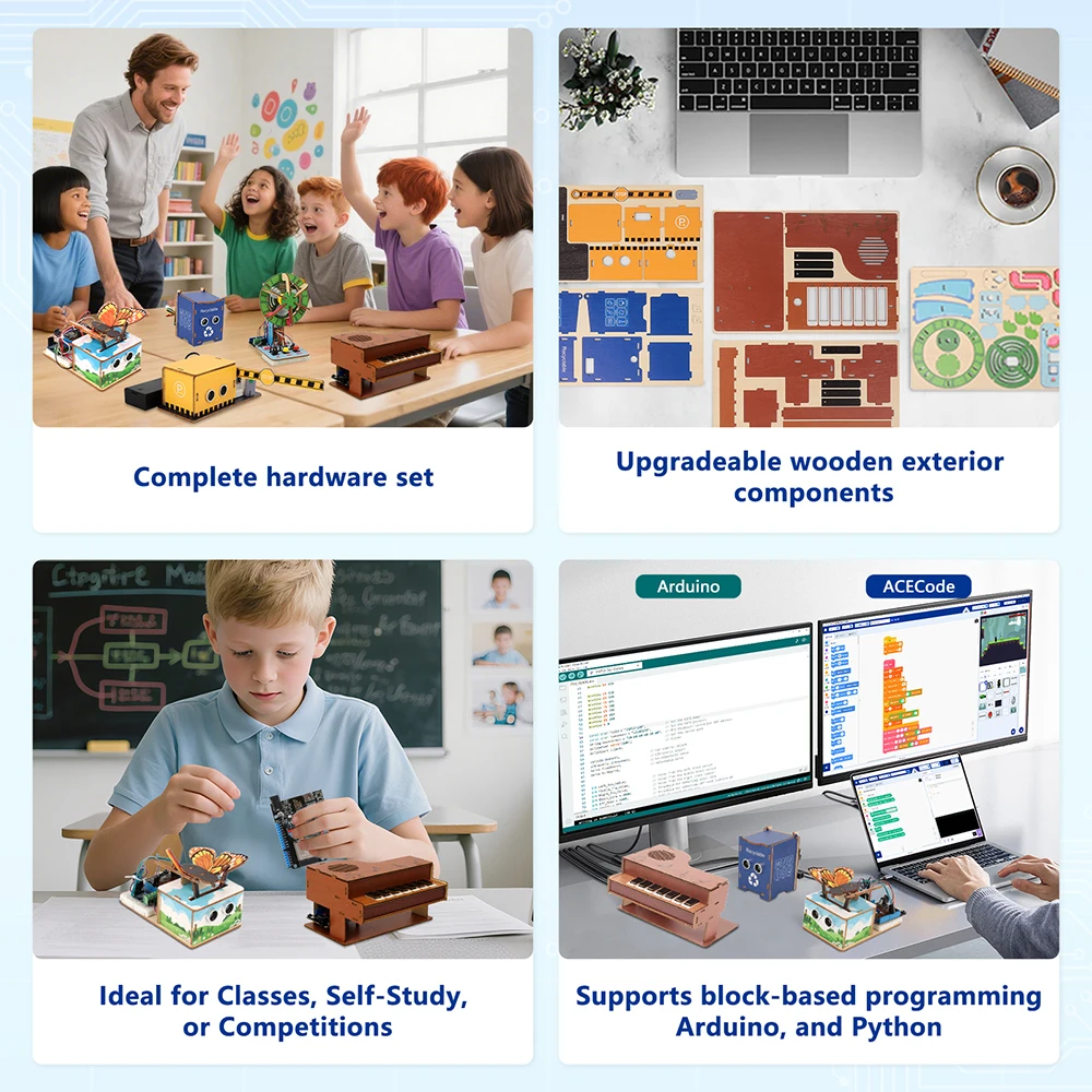 ACEBOTT ESP32 Basic Starter Kit Programming Kit with Sensors IoT ESP32 Electronic Engineering Learning Kit for Arduino