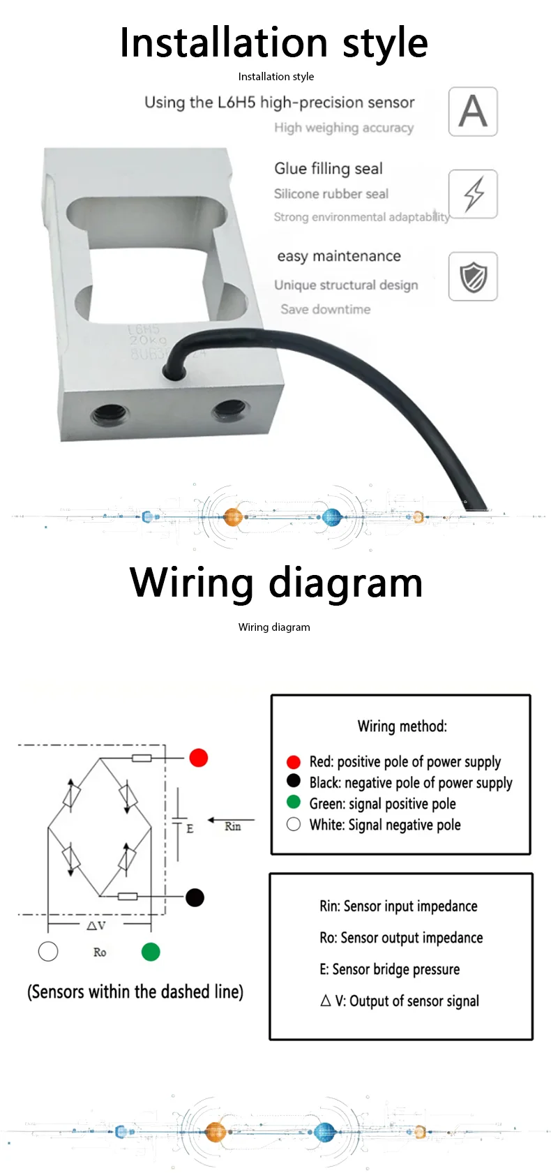 L6H5 High Precision Force Sensor, Suitable for Various Measurement Sizes, Industrial Grade Precision Load Sensor