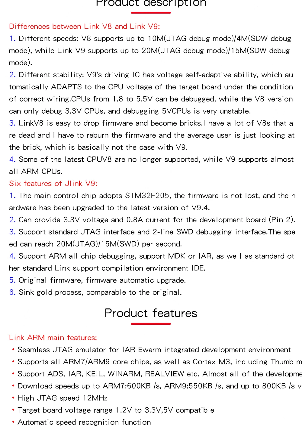 High Speed J-Link JLink V8 USB JTAG ARM Emulator Debugger J-Link V9 Emulator STM32F103C8T6 STM MCU
