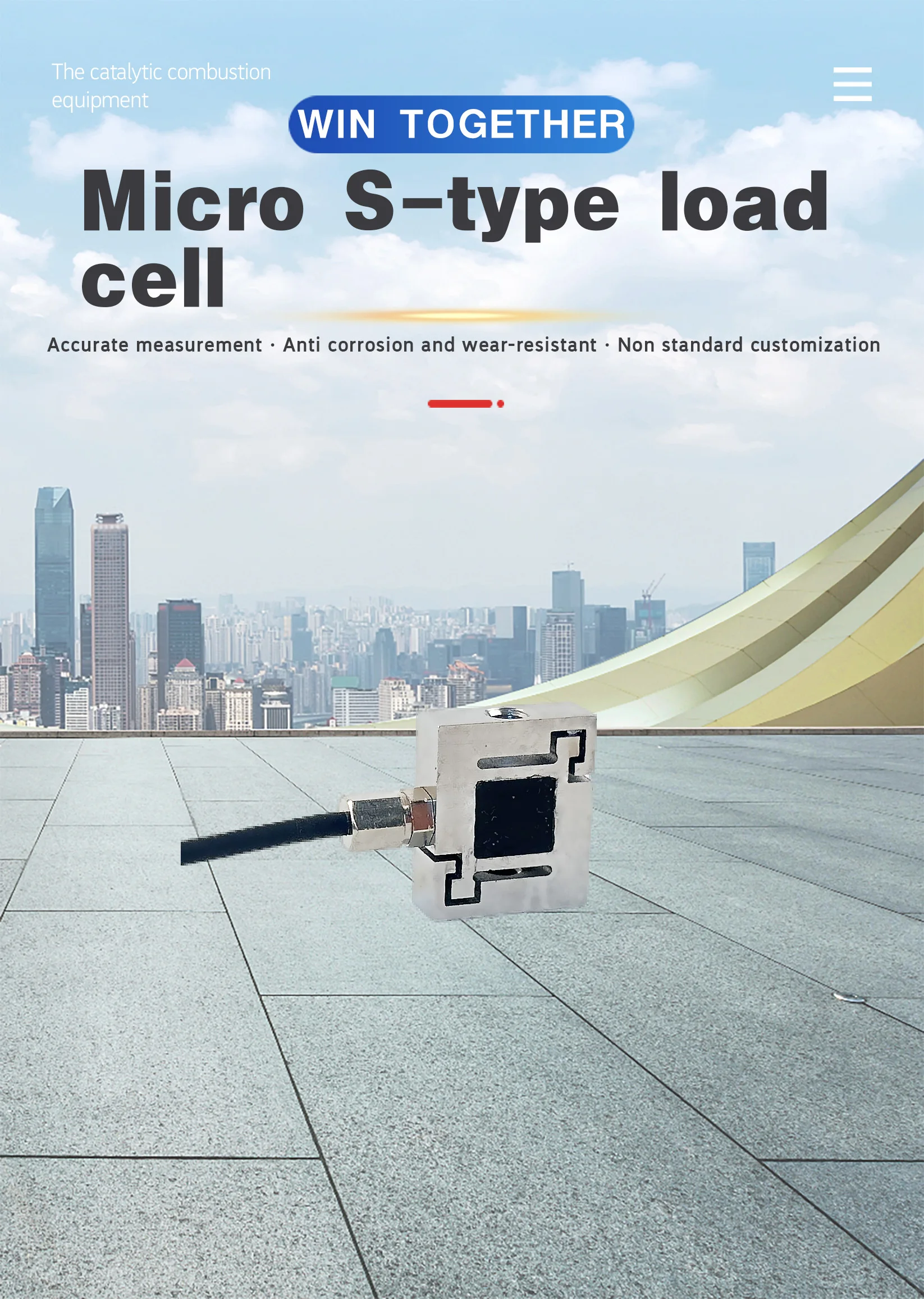 S-Type Load Cell Sensor, 5kg-50kg Capacity, High Repeatability 2.0±10% MV/V Output, ±0.1% Hysteresis, IP66, Wide Temp Range