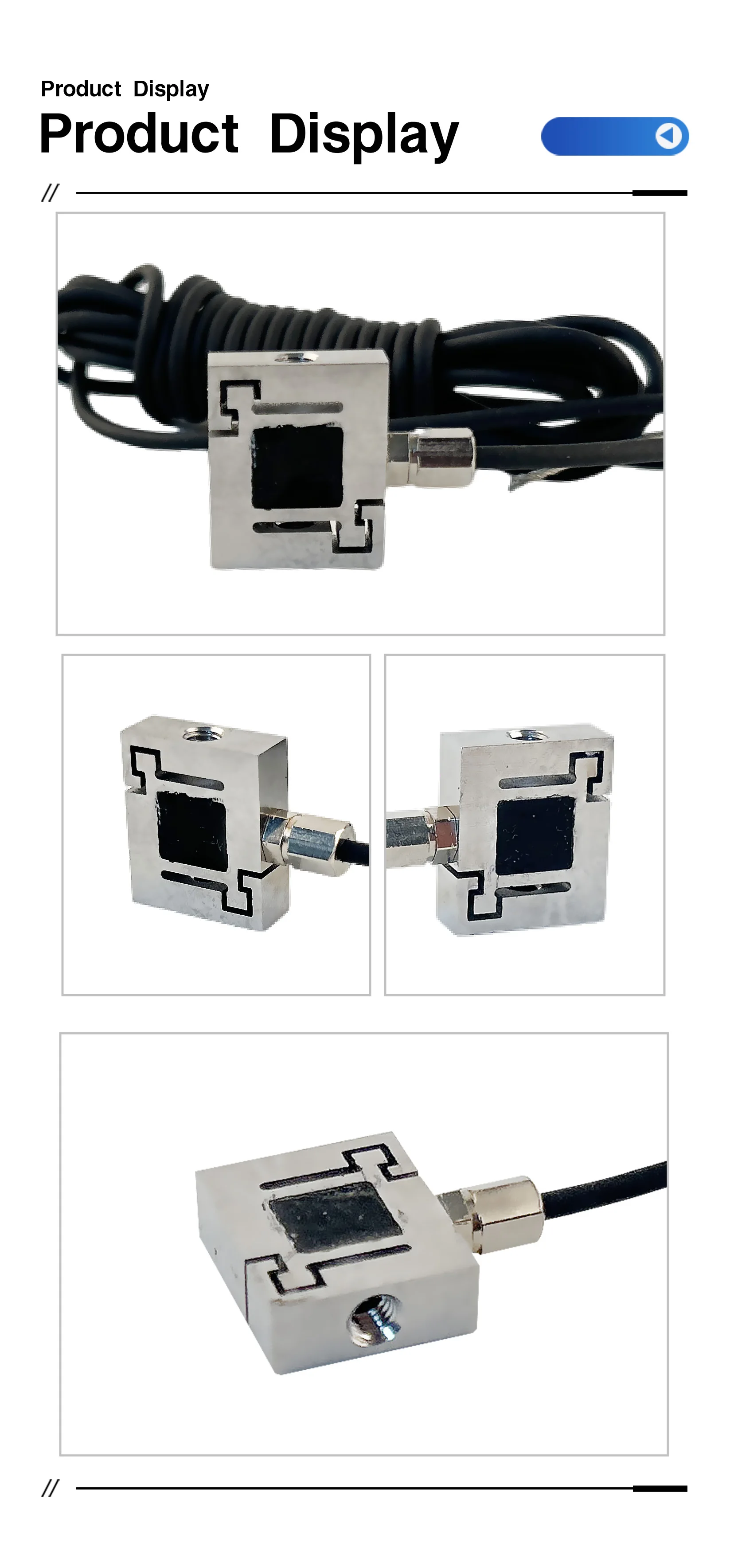 S-Type Load Cell Sensor, 5kg-50kg Capacity, High Repeatability 2.0±10% MV/V Output, ±0.1% Hysteresis, IP66, Wide Temp Range