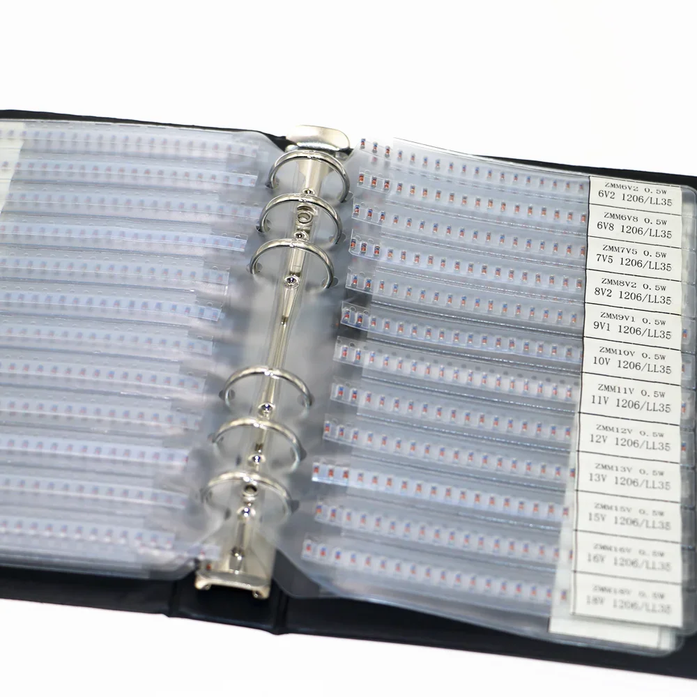 1500pcs 30Values LL34 1/2W 2v-39v SMD Zener Diode Assorted Kit 0.5W Eries Various Zener Diodes Book Kit