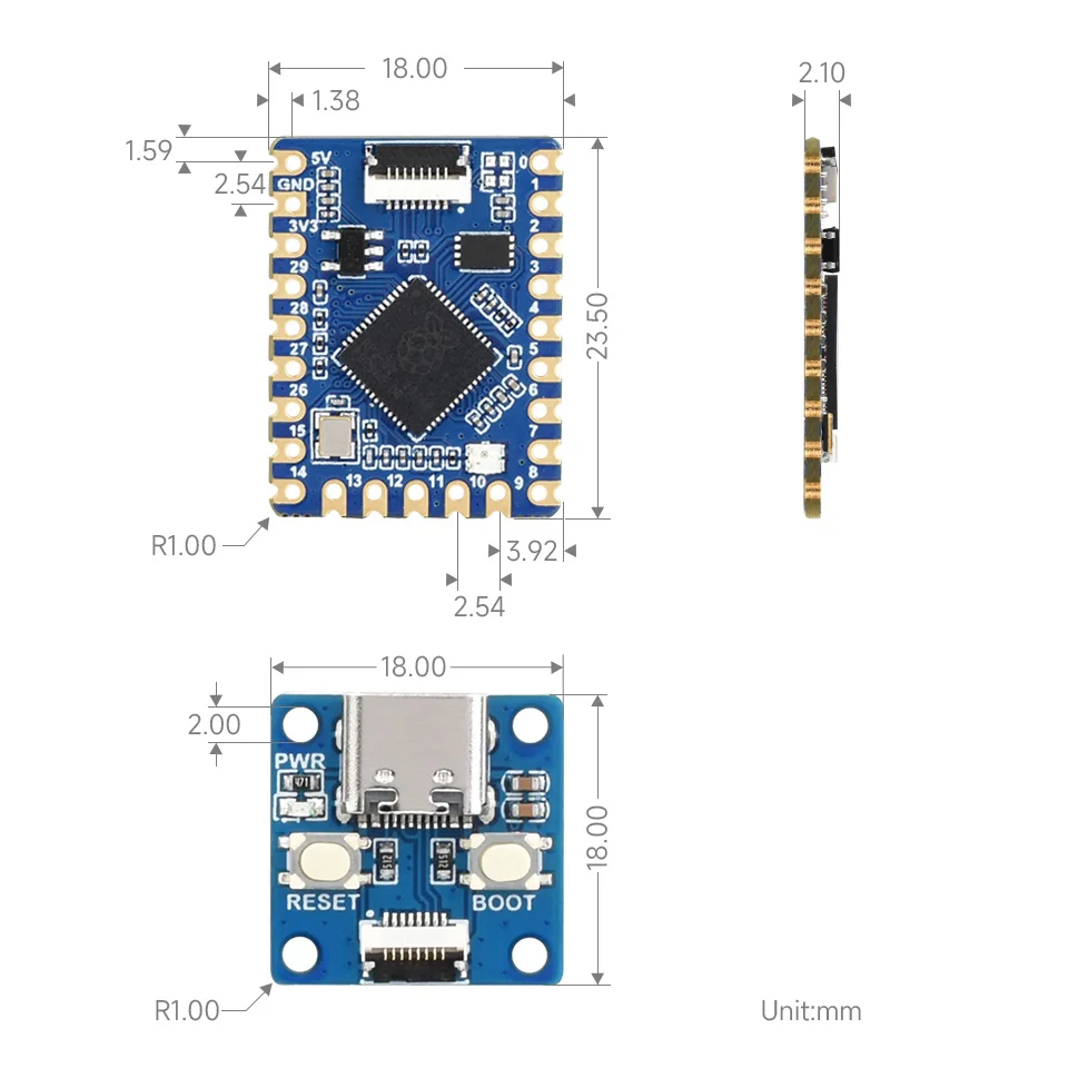 10-50pcs RP2040 pico chip Upgradable and Flashable PCB SET kamikaze 3IN1 PCB With Flex set