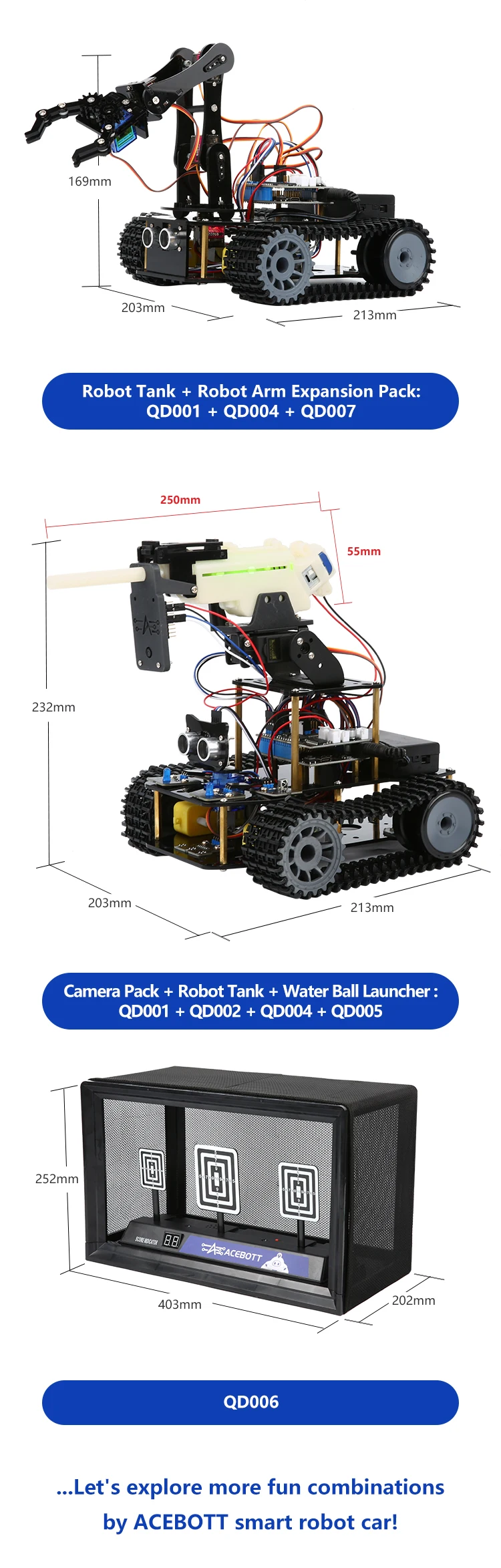 ACEBOTT ESP32 4WD Mecanum Wheel Camera IoT WiFi STEM STEAM Programming Smart Robot Car Kit for School Project Arduino UNO R3