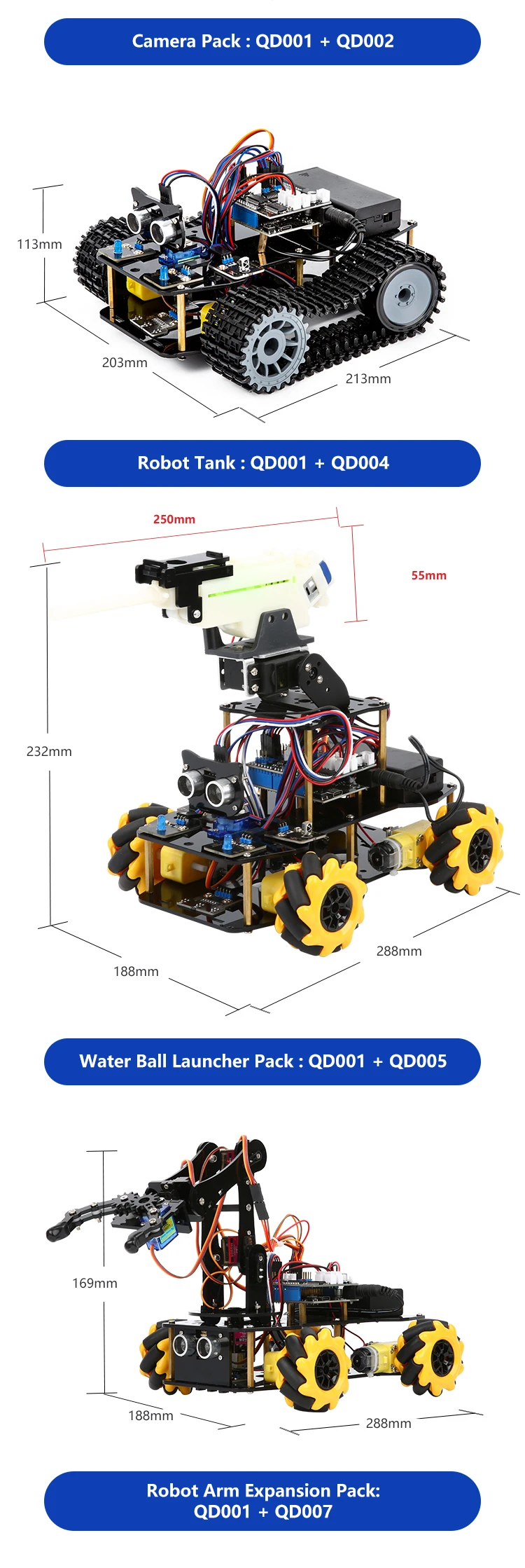 ACEBOTT ESP32 4WD Mecanum Wheel Camera IoT WiFi STEM STEAM Programming Smart Robot Car Kit for School Project Arduino UNO R3