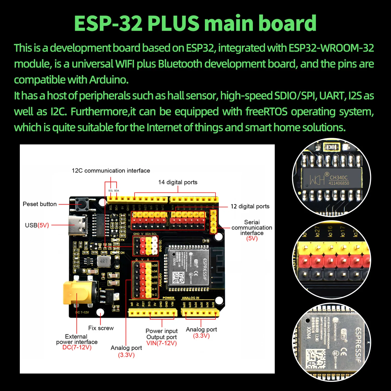 Keyestudio IOT ESP32 Learning Kit For Arduino ESP32 All-in-One Learning +134 Projects Support MicroPython&Arduino C Programming