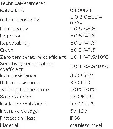 BENGBUZZQY MNM2 Stainless Steel Load Cell Sensor, Rated Load 10kg-1000kg, Output Sensitivity 1.5±10% mV/V, IP66 Protection