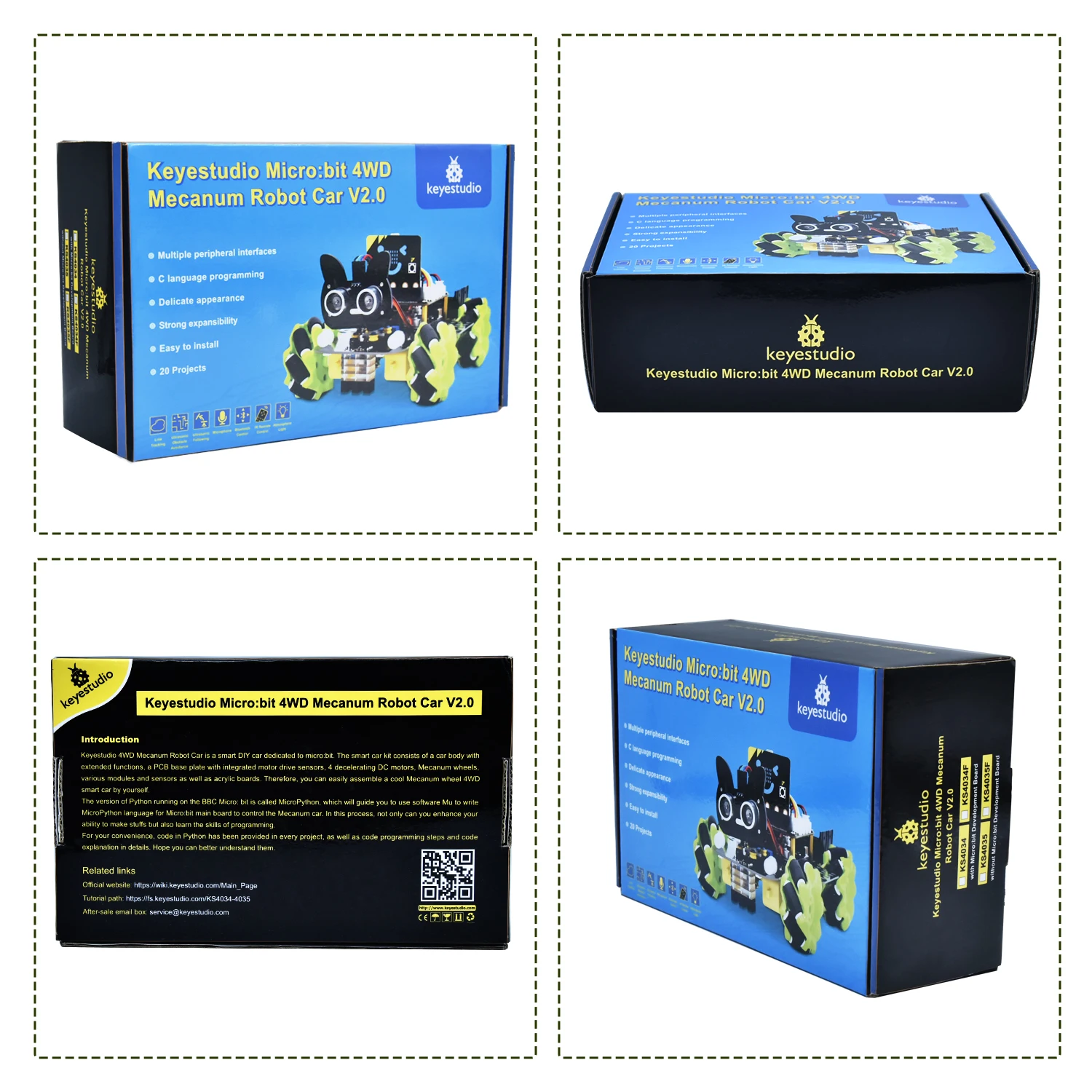 Keyestudio Micro bit 4WD Mecanum With Board Robot Car V2.0 With Python Language Programming System For Microbit Smart Car Kit