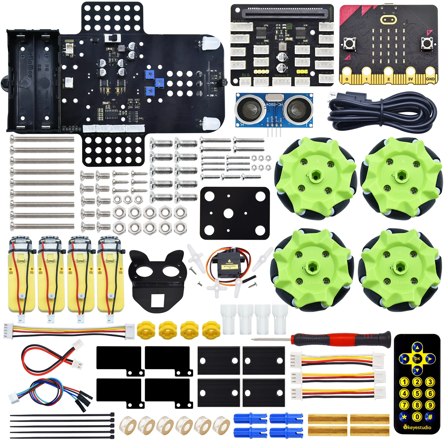 Keyestudio Micro bit 4WD Mecanum With Board Robot Car V2.0 With Python Language Programming System For Microbit Smart Car Kit