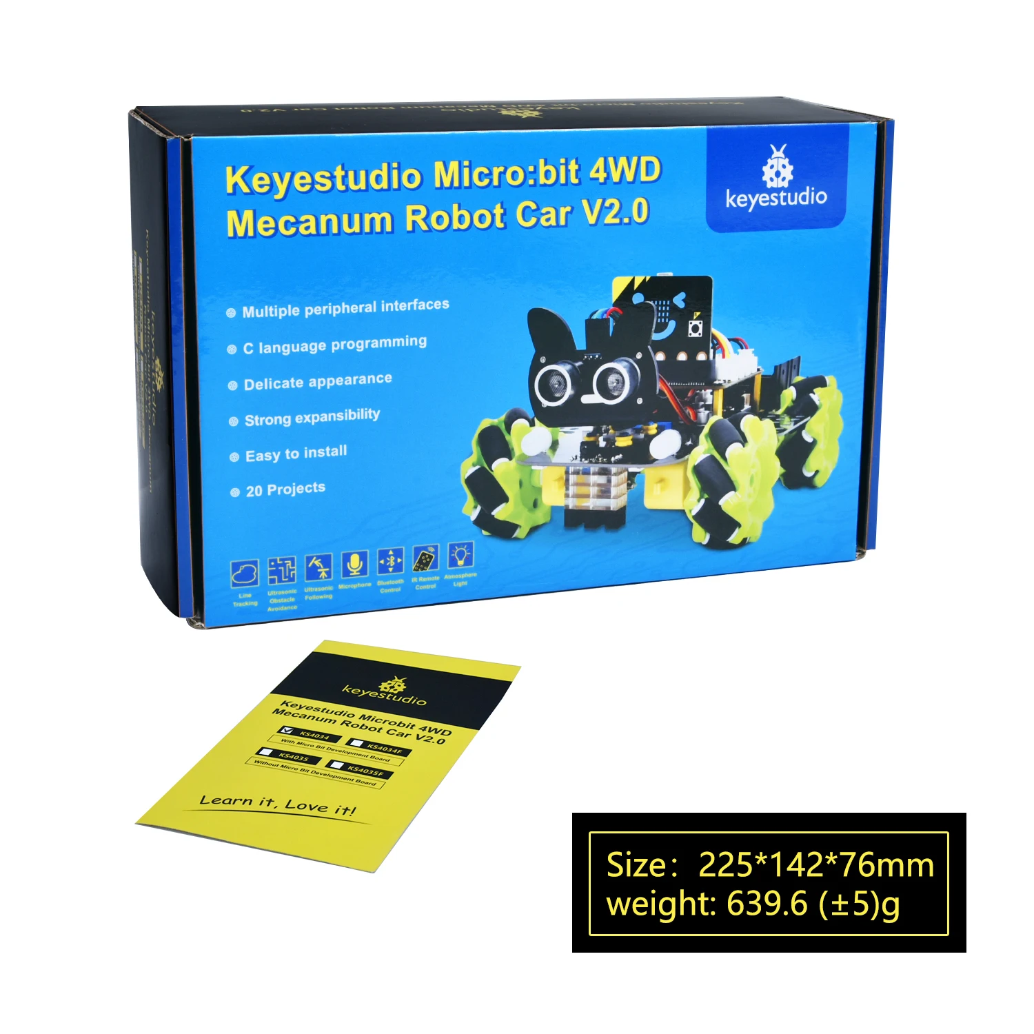 Keyestudio Micro bit 4WD Mecanum With Board Robot Car V2.0 With Python Language Programming System For Microbit Smart Car Kit