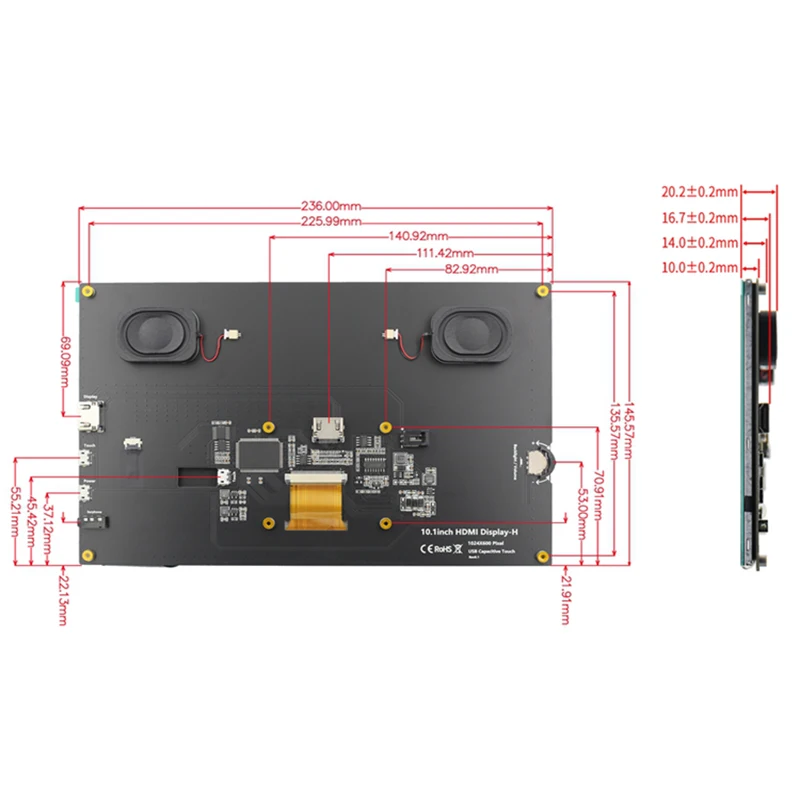 Raspberry Pi 5 10.1 inch IPS Touchscreen LCD Display 10.1" 1024X600 HDMI-compatible Mini PC Monitor for Raspberry Pi 3B+ 4B PS4