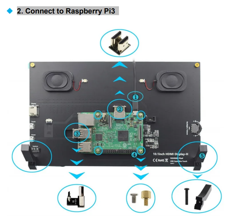Raspberry Pi 5 10.1 inch IPS Touchscreen LCD Display 10.1" 1024X600 HDMI-compatible Mini PC Monitor for Raspberry Pi 3B+ 4B PS4