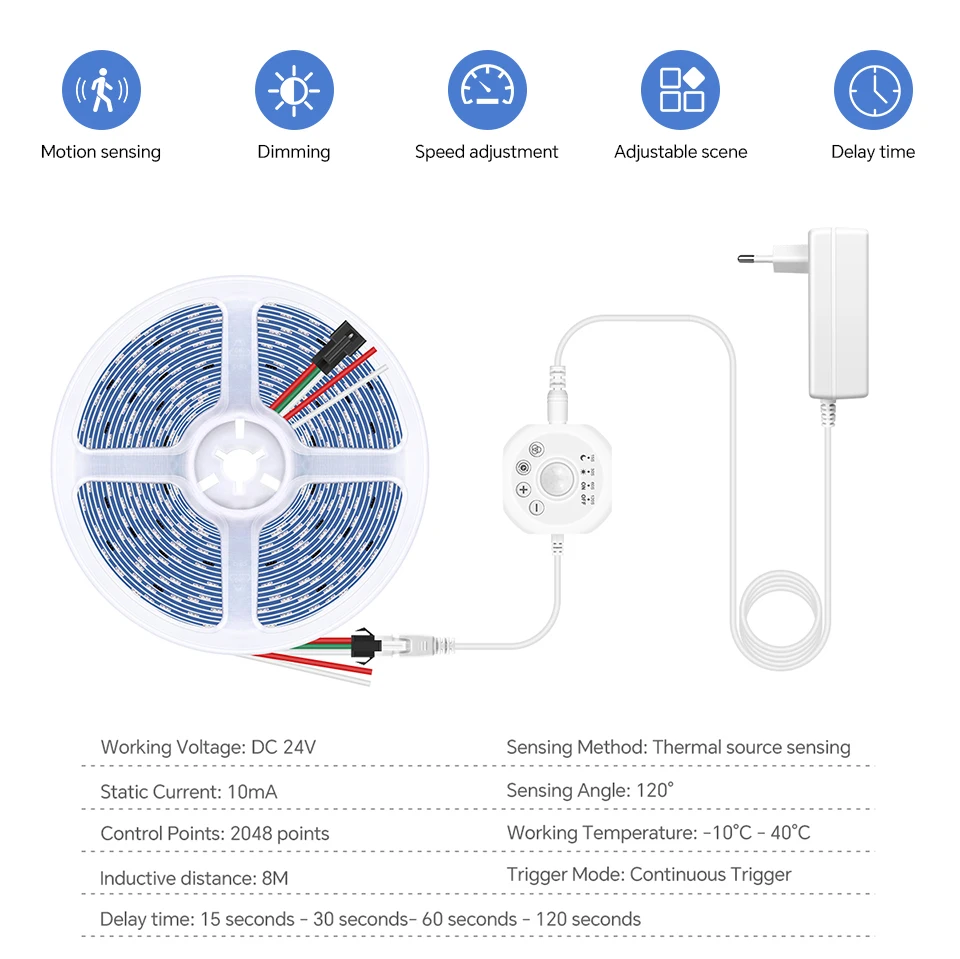WS2811 Horse Race Chase LED Strip Light Motion Sensor Staircase Night Led Tape Diode Flexible Ribbon For Room Ceiling Decoration