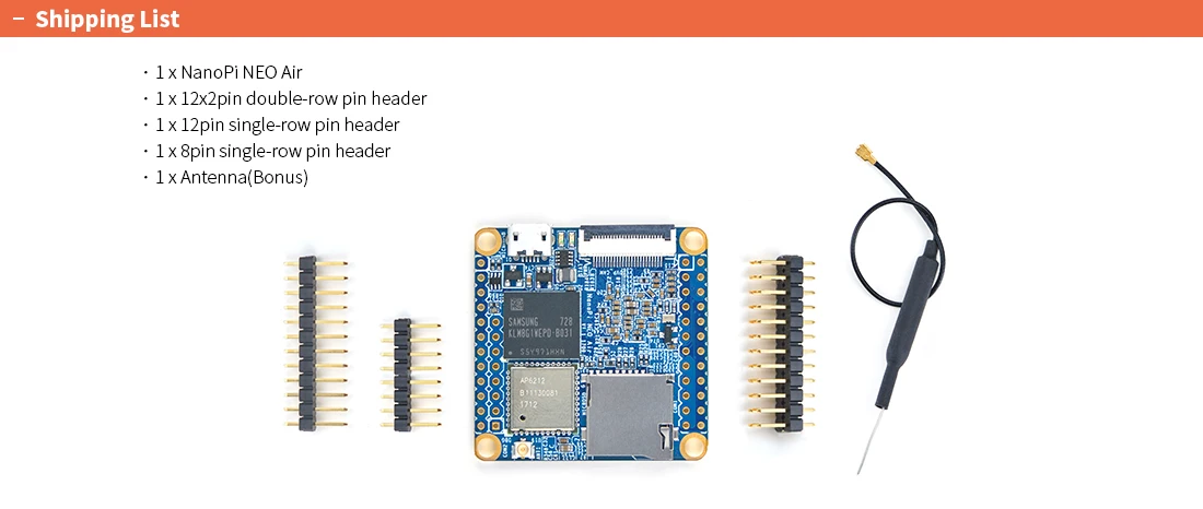 NanoPi Neo Air LTS 512M RAM/8G EMMC YoungSunTek Allwinner Quad CortexA7,1.2GHz,OpenWRT,Wifi&BT Ubuntu Linux Armbian DietPi Kali