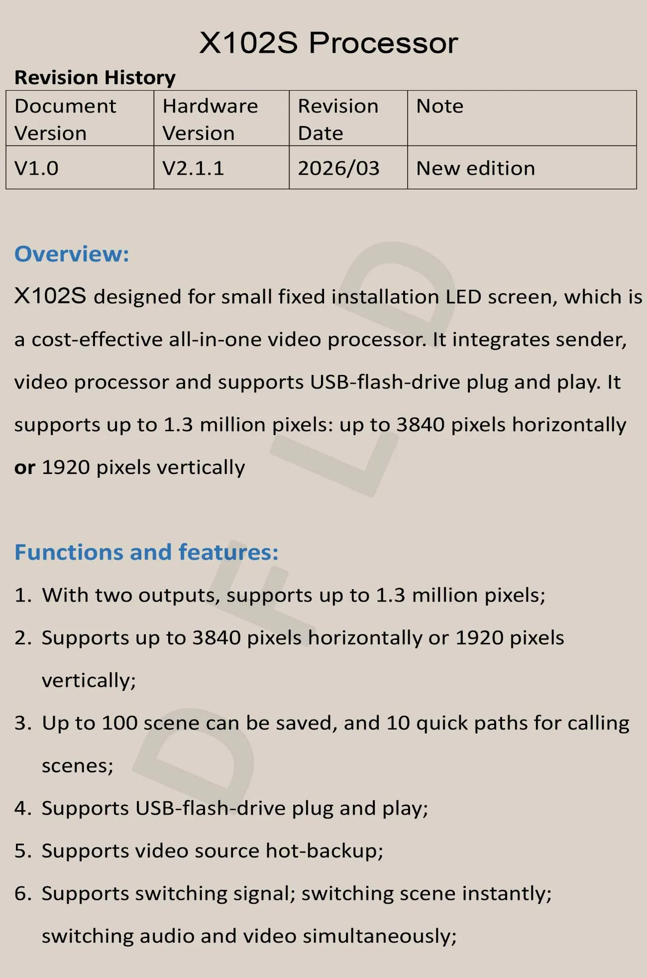 LED Display Screen Video Processor Linsn X102S Indoor Full Color HUB75 RGB LED Digital Sign Controller HDMI VGA DVI Input