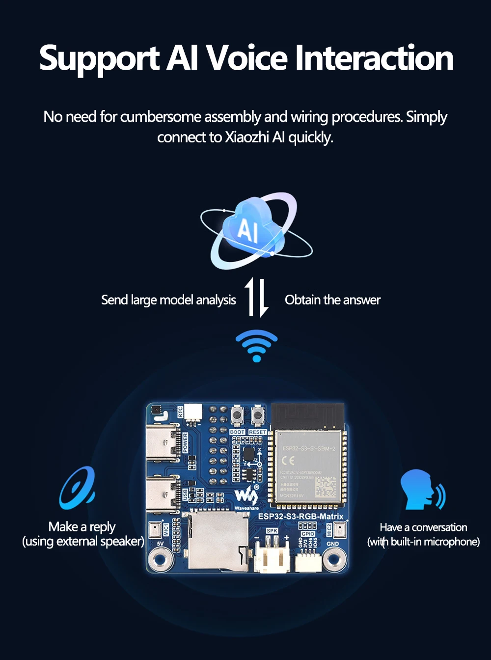 Waveshare ESP32-S3 RGB Matrix Driver Board Supporting 2.4 GHz WiFi BLE 5 Dual-Mode 240MHz 32-Bit LX7