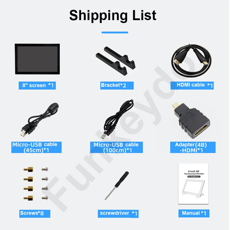Raspberry Pi 5 8 Inch IPS Touch Screen LCD Display 8.0" 1280x800 HDMI-compatibe 5-point Touch Monitor for PC Game Console