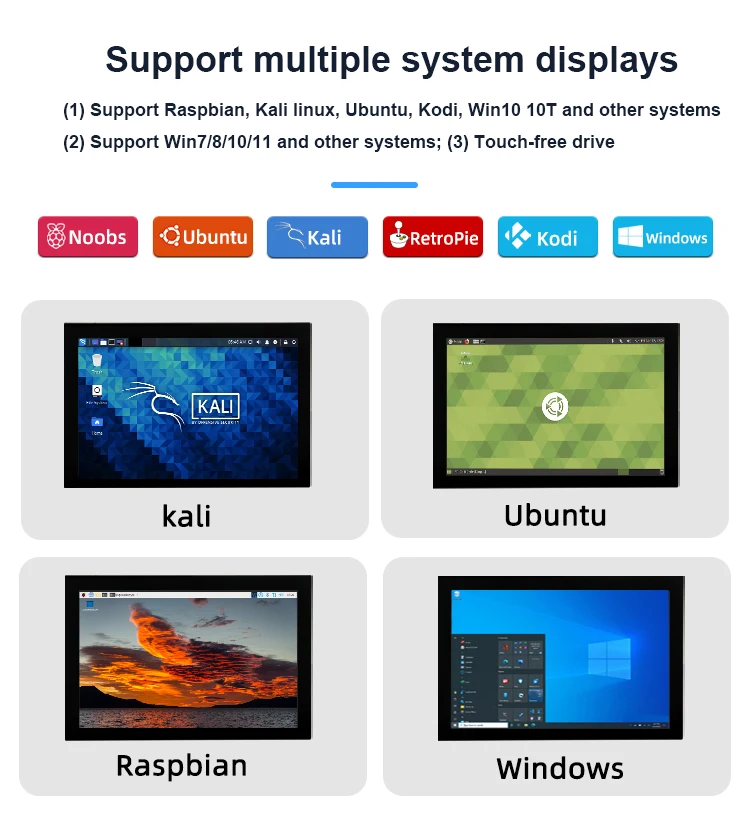 Raspberry Pi 5 8 Inch IPS Touch Screen LCD Display 8.0" 1280x800 HDMI-compatibe 5-point Touch Monitor for PC Game Console