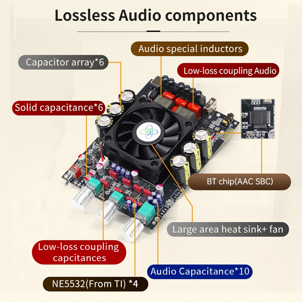 T3002P upgraded version 300WX2 Bluetooth digital amplifier board module with high and low frequency adjustment, imported TPA3255