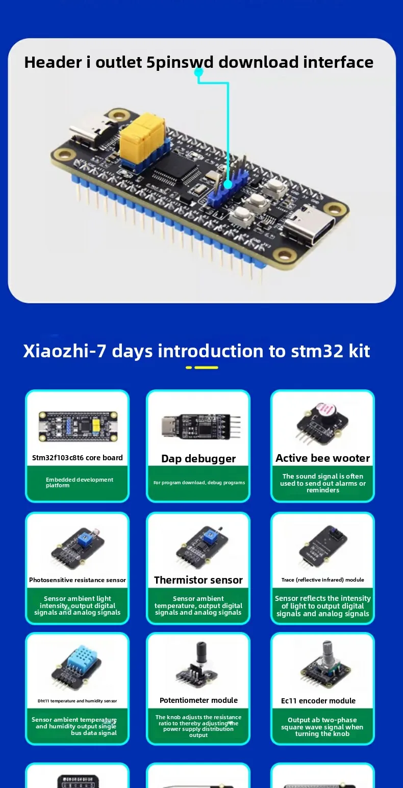 STM32 Development Board Starter Kit Advanced Kit STM32F103C8T6 Minimum ARM System Board Introductory More Than Ten Types A Set