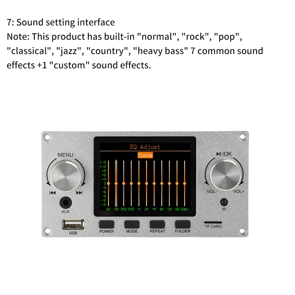 2.8 inch TFT Color Screen Bluetooth Lossless Audio Decoding Board Module 2 CH Support I2S Digital Audio Output Player DC 5-12V