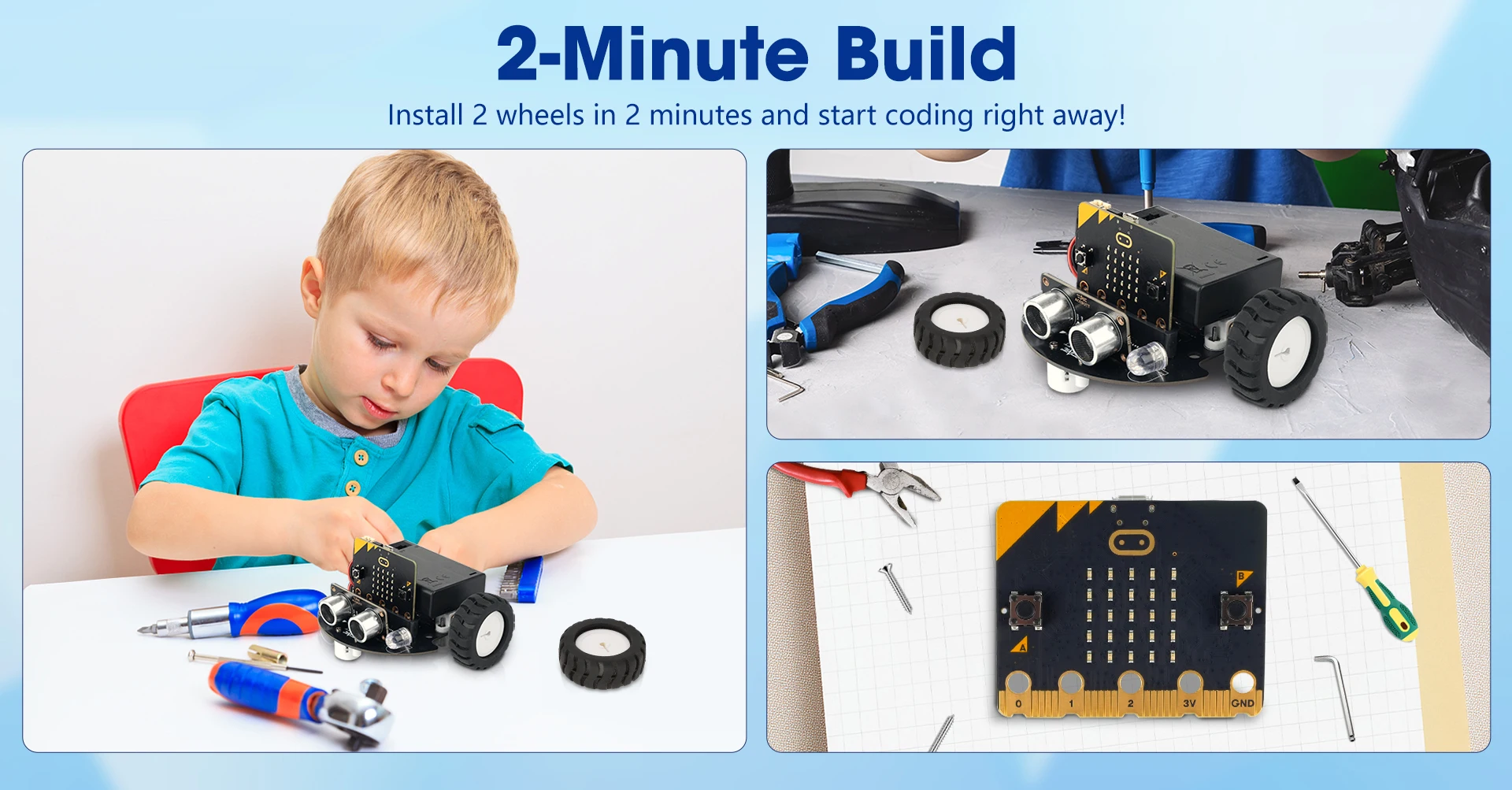 ACEBOTT Smart Robot Car Kit for BBC Micro:bit STEM Science Kits Coding Robots