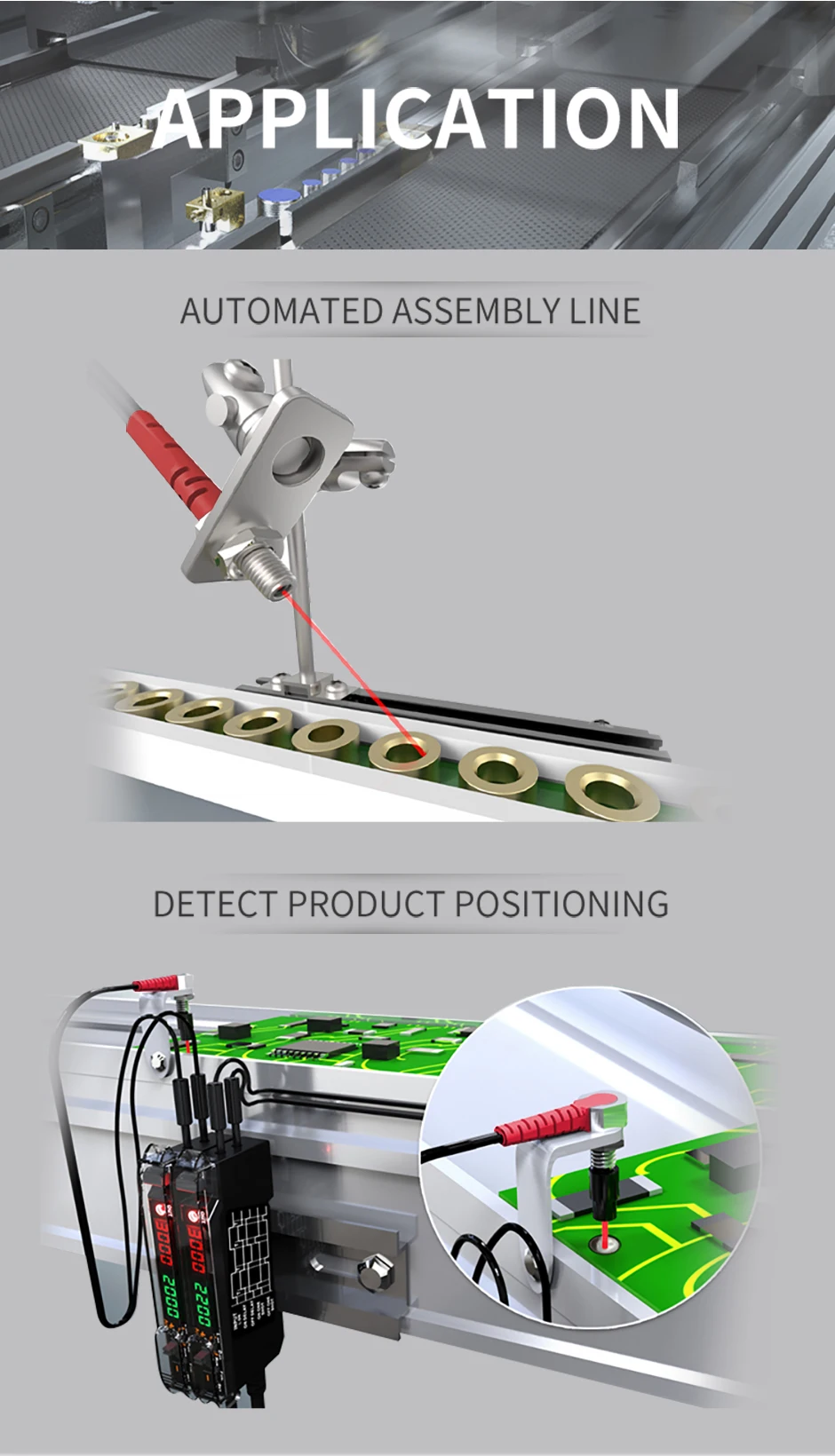 GTRIC Diffuse Reflective Fiber Optic Sensor Kit with Separate Amplifier High Precision12-24V DC NPN NO/NC Photoelectric Sensor
