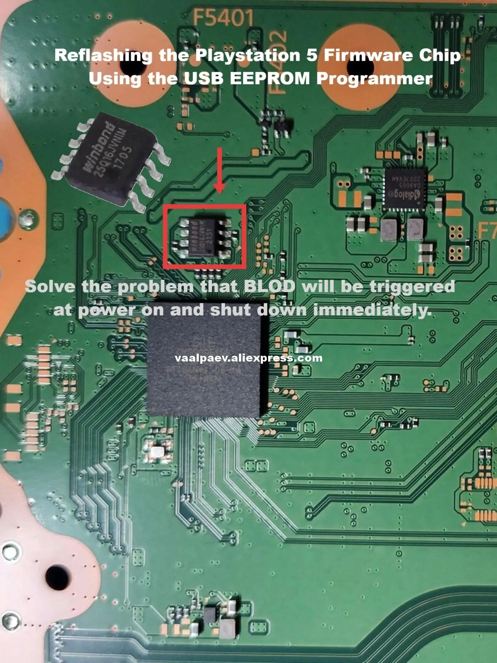 New Original Authentic For PS5 BIOS Chip Winbond 25Q16JVNIM Chip Located Next to the Southbridge on the Motherboard