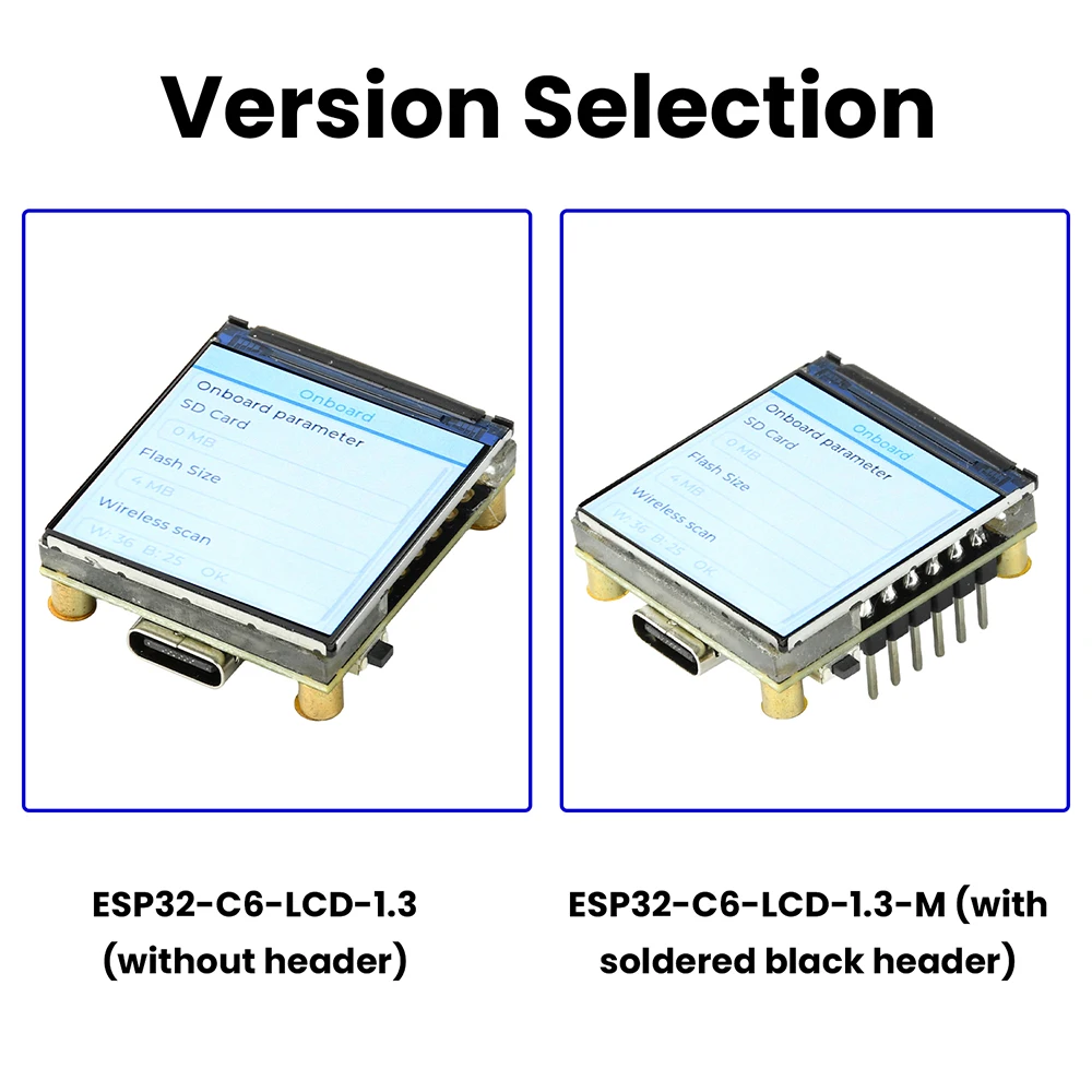 ESP32-C6 Wi-Fi and Bluetooth Development Board, 1.3-Inch LCD Digital Display Development Module, ST7789 Driver IC, Type-C Port